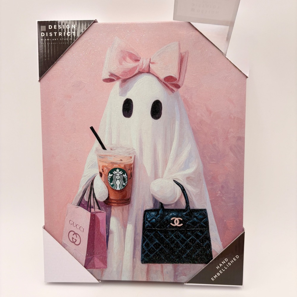 Design District Halloween Pink Ghost Starbucks Coffee Pinkoween Coco Chanel Bag